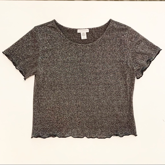Urban Outfitters Sparkly 90s Silver Wavy Crop Top - Picture 4 of 6